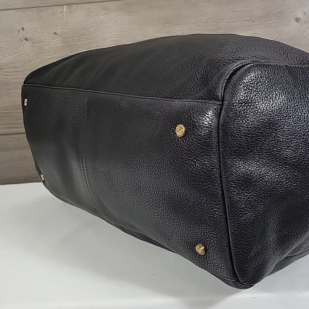 Tory Burch Classic Black Pebble Leather Tote Handbag